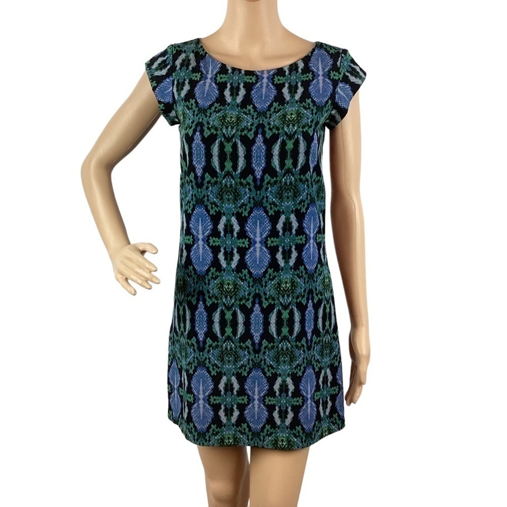 Sam Edelman Mini Dress Size XS Green Blue Snake Print